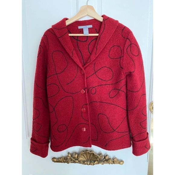 CARROLL READ - 100% Wool red jacket/coat/blazer, size M - Picture 1 of 5